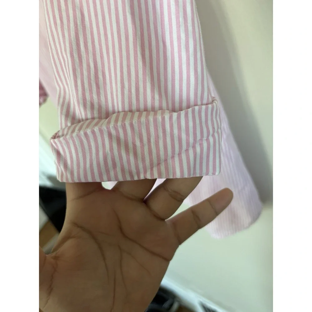 Lauren Ralph Lauren Black Label Pajama Sleep Shirt Pink Striped Cotton SMALL